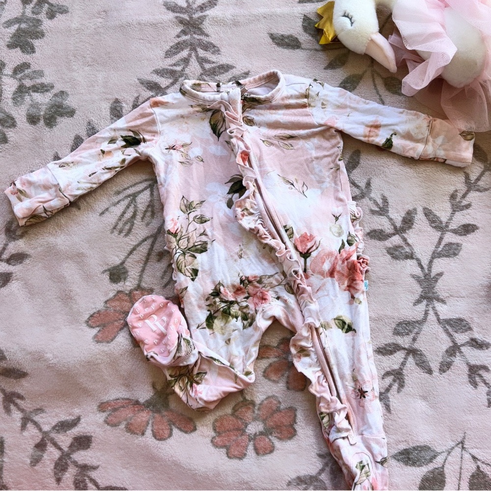 Posh Peanut Floral Pink Kids One Piece